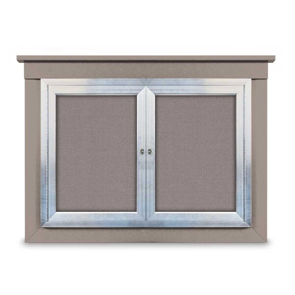 36"x36" 1-Door Enclosed Letterboard, Header, Grey Vinyl/Lt Oak
